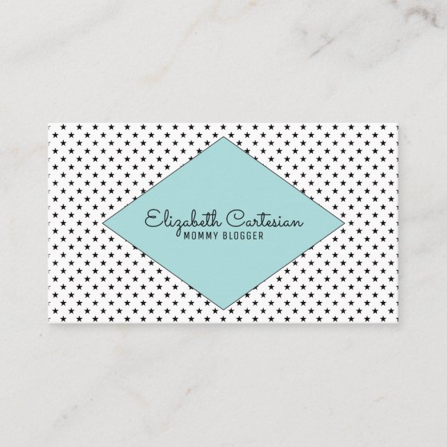 Turquoise Modern Stars Business Card Telefonnummerkarte (Vorderseite)