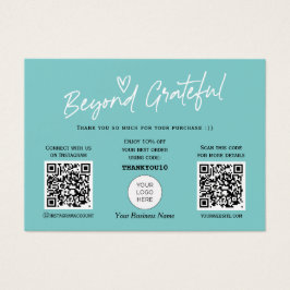 Turquoise Moderne Design Script carte de remerciem