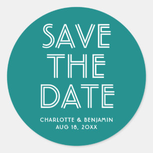 Turquoise Moderne Enregistrer Le Sticker Date