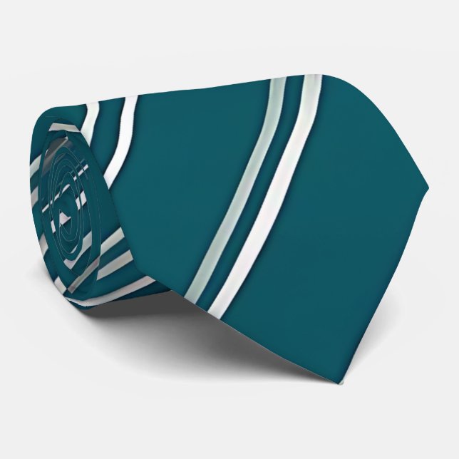 Turquoise moderne et Cravate de bandes diagonales  (Roulé)
