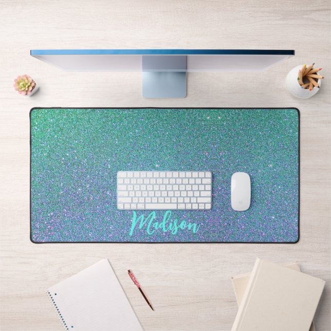 Turquoise moderne Parties scintillant bleue Ombre  (Bureau 1)
