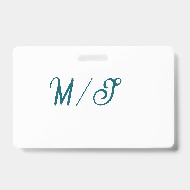 Turquoise monogram wedding couple name simple styl ausweis (Vorderseite)