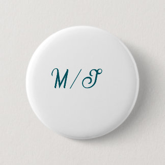 Turquoise monogram wedding couple name simple styl button