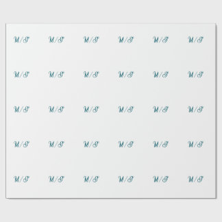 Turquoise monogram wedding couple name simple styl geschenkpapier