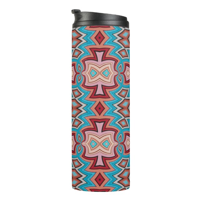 Turquoise Multi Southwest Inspired Shapes Thermosbecher (Nach rechts gedreht)