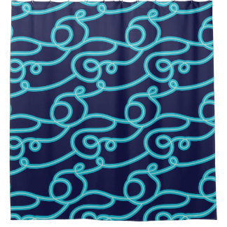 Turquoise & Navy Blue Beach Thème Douche rideau