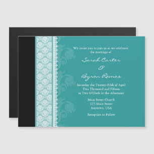 Turquoise Noir moderne Faire-part de mariage magné