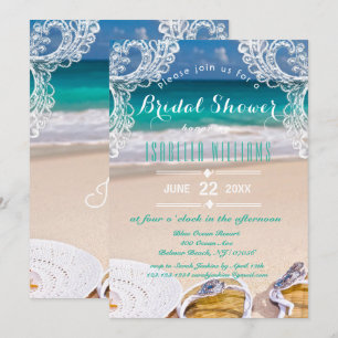 Turquoise Ocean Beach Summer Bridal Shower Einladung