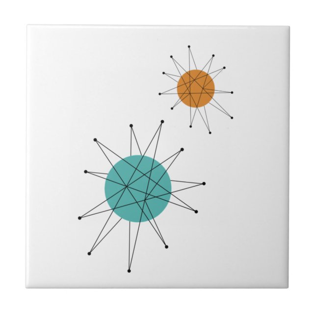 Turquoise Orange Franciscan Sternexplosion Mitte J Fliese (Vorderseite)