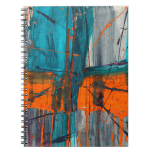 Turquoise Orange Industrial Drip Carnet Abstrait