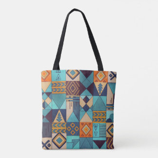 Turquoise & Orange Patchwork Tote Tasche