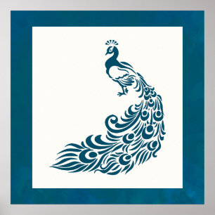Turquoise Peacock Bold Design Art Déco élégant