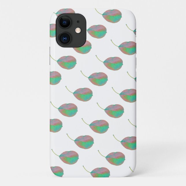 Turquoise Pear Tree Leaf iPhone 11 Coque (Dos)