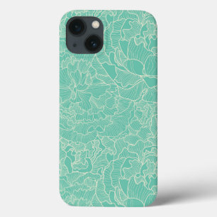 Turquoise-Peony-Muster Case-Mate iPhone Hülle