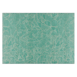 Turquoise-Peony-Muster Schneidebrett