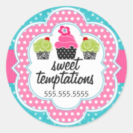 Turquoise Polka Dot Cupcake Bäckerei Box Siegel Runder Aufkleber