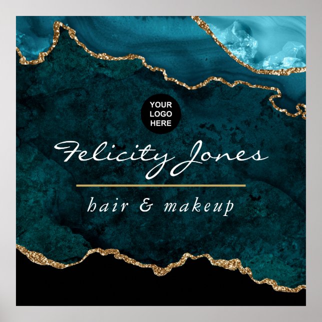 Turquoise - Poster d'entreprise Turquoise et Gold  (Devant)