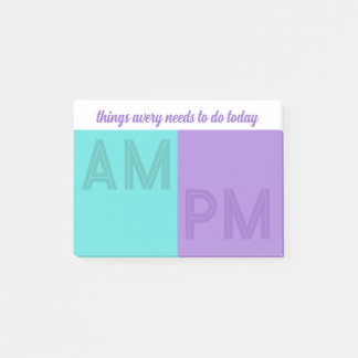 Turquoise Purple Things To Do Today AM / PM Post-it Klebezettel