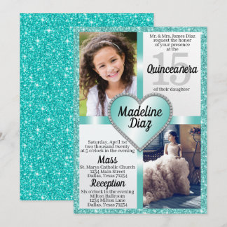 Turquoise Quinceañera Einladung 15 Cumpleaños