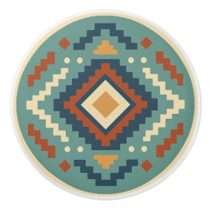 Turquoise Red Cobalt Zapotec Diamond Keramik Knobl Keramikknauf