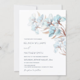 Turquoise Rose Gold Artistic Flowers Invitation Einladung