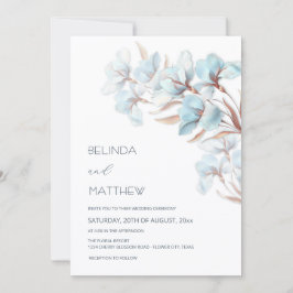 Turquoise Rose Gold Artistic Flowers Invitation Einladung