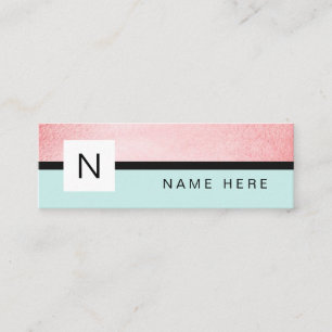 Turquoise Rose or Monogramme Mini Carte de visite