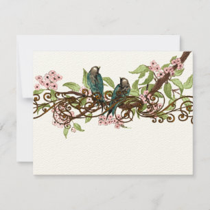 Turquoise Rose vert Vintage Oiseaux mariage RSVP