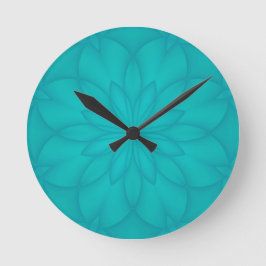 Turquoise Rosette Runde Wanduhr