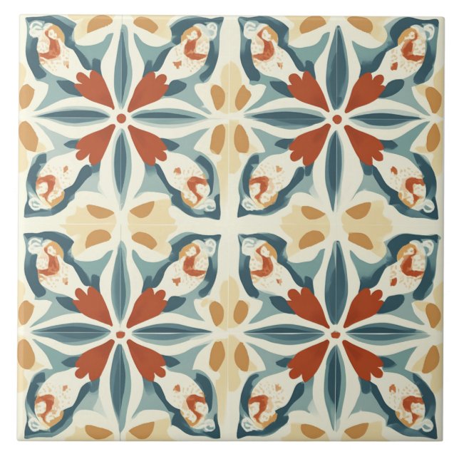 Turquoise, Rust and Yellow Fliese (Vorderseite)