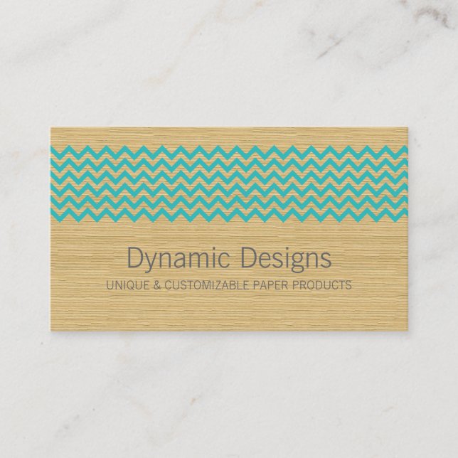 Turquoise Rustic Chevron Carte de visite (Devant)