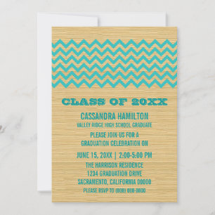 Turquoise Rustic Chevron Invitation de diplôme