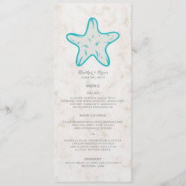 Turquoise Rustic Starfish Menu Mariage