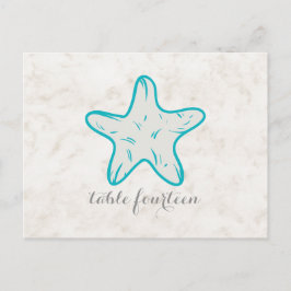 Turquoise Rustique Starfish Numéro de table Carte 