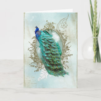 Turquoise Shabby Peacock Feiertagskarte