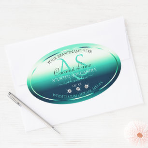 Turquoise Shimmery Produit Étiquettes Diamants et