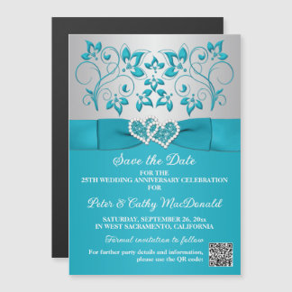 Turquoise, Silver 25th Anniversary 5x7 Magnet