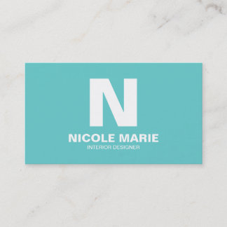 Turquoise Simple Monogram Business Card Visitenkarte