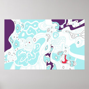 "Turquoise Space" Digitales Abstraktes Kunstposter Poster