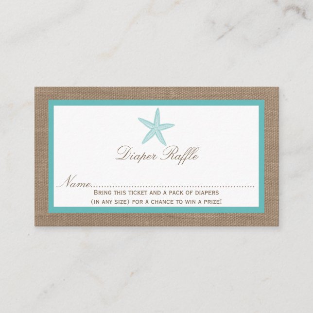 Turquoise Starfish Beach Babydusche Windelwanne Begleitkarte (Vorderseite)