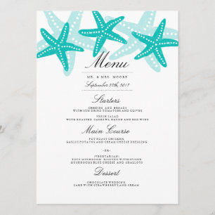 Turquoise Starfish Beach Wedding Dinner Menu