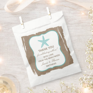 Turquoise Starfish Burlap Beach Wedding Collection Geschenktütchen