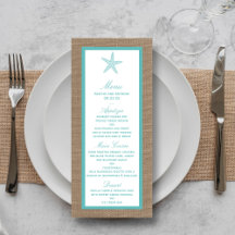 Turquoise Starfish Burlap Beach Wedding Collection