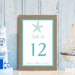 Turquoise Starfish Burlap Beach Wedding Collection Tischnummer<br><div class="desc">Die türkisfarbene Hochzeitskollektion am Strand ist perfekt für Paare, die eine romantische Hochzeit am Meer planen. Der rustikale Einbrucheffekt verleiht diesen Tischnummern ein boho-chic-Ambiente, während das tropische Türkis ein cooles Farbschema hat, das während der Hochzeit verwendet werden kann. Der niedliche Seestern ist die perfekte Touch für jede elegante Strandhochzeit. Diese...</div>