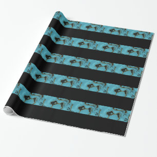Turquoise Stone Gold und Black Geschenkpapier