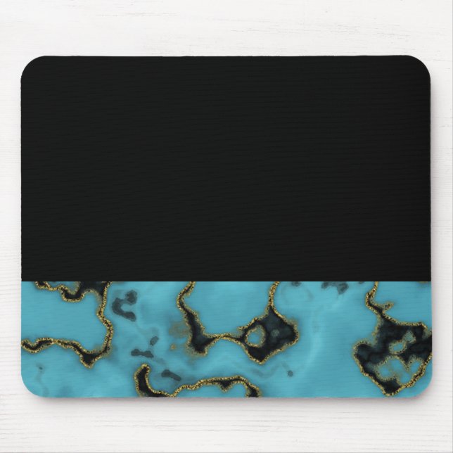 Turquoise Stone Gold und Black Mousepad (Vorne)