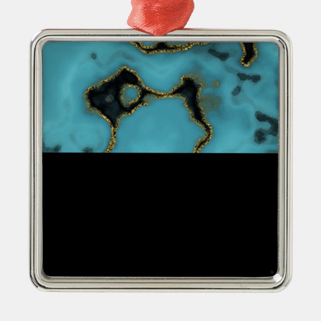 Turquoise Stone Gold und Black Ornament Aus Metall (Vorne)