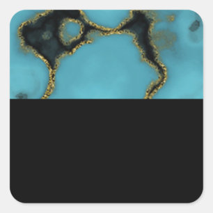 Turquoise Stone Gold und Black Quadratischer Aufkleber