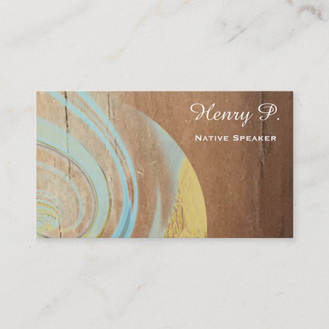 Turquoise Stone Rustic Wood Schlicht Business Card Visitenkarte (Vorderseite)