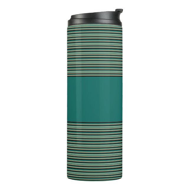 Turquoise Streifen Thermal Tumbler Thermosbecher (Nach links gedreht)